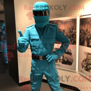 Postava maskota tyrkysového...