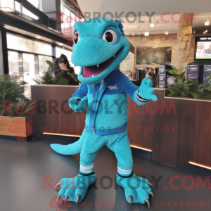 Maskotkarakter af en Cyan...