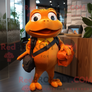 Maskotkarakter af en orange...