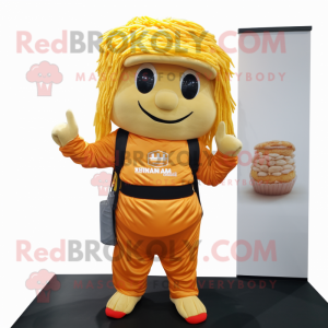 nan Pad Thai mascot costume character dressed with a Jumpsuit and Backpacks