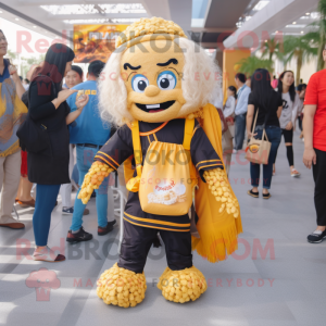 nan Pad Thai mascot costume character dressed with a Jumpsuit and Backpacks