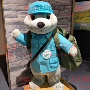 Mascot character of a Cyan...