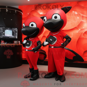 Maskot-karakter af en rød...