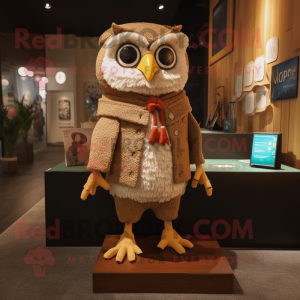 Tan Owl maskot drakt figur...