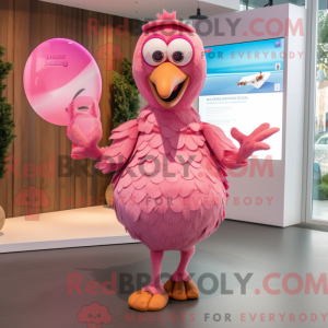 Maskottchenfigur eines rosa...
