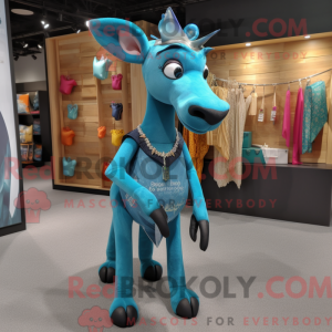 Maskot karakter av en cyan...