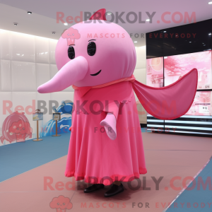 Maskottchenfigur eines rosa...