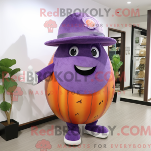 Maskot karakter af en lilla...