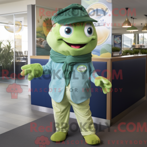 Maskot karakter af en grøn...