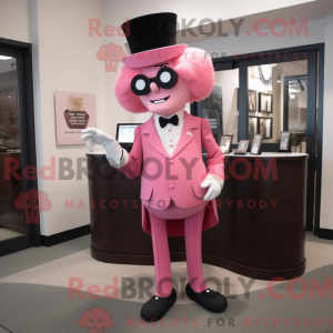 Maskottchenfigur eines rosa...