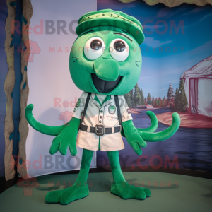 Forest Green Kraken mascot costume character dressed with a Bermuda Shorts and Ties