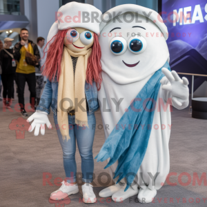 Maskotfigur af en hvid...