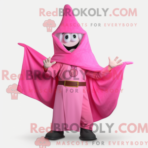Maskotkarakter av en rosa...