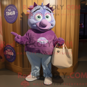 Maskot karakter af en lilla...