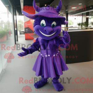 Maskot-karakter af en lilla...