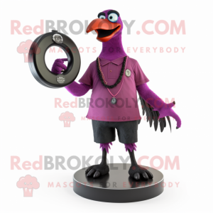 Magenta Crow maskot kostume...