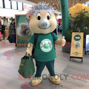 Maskot-karakter av en grønn...