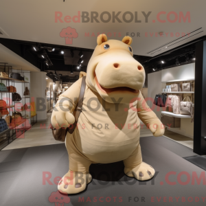 Maskotkarakter af en beige...