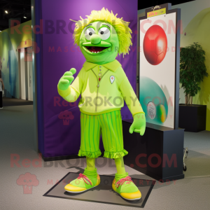 Limegrön clown maskotdräkt...