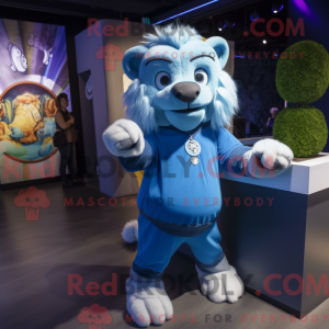 Maskot-karakter af en blå...