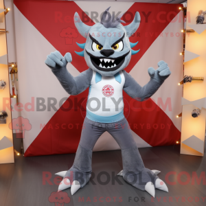 Maskotfigur af en grå...