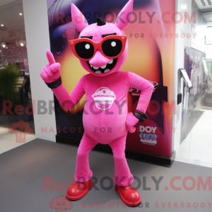 Maskottchen eines rosa...