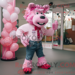 Mascot character of a Pink...