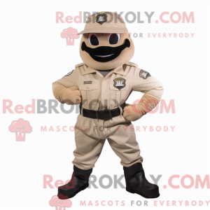 Maskotfigur af en beige...