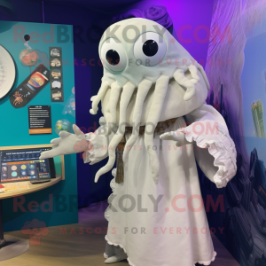 Hvid Kraken maskot kostume...