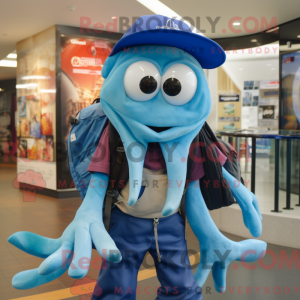 Maskot-karakter af en blå...
