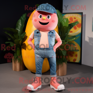 Maskottchenfigur einer rosa...