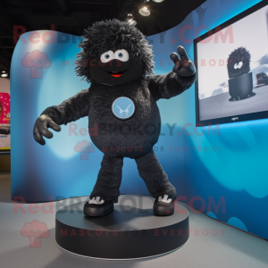 Black Ice mascot costume character dressed with a Jeggings and Watches