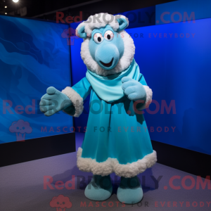 Maskot karakter af et cyan...