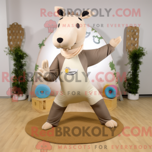 Maskotkarakter af en beige...