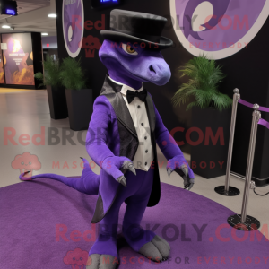 Maskot karakter af en lilla...