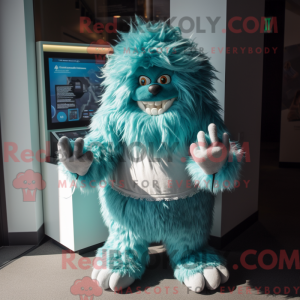 Maskotfigur av en Teal Yeti...