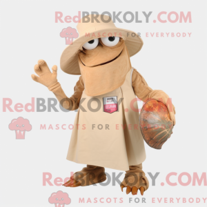 Maskotkarakter av en beige...
