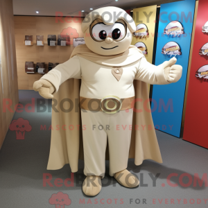 Maskot-karakter av en beige...