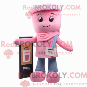 Maskottchenfigur einer rosa...