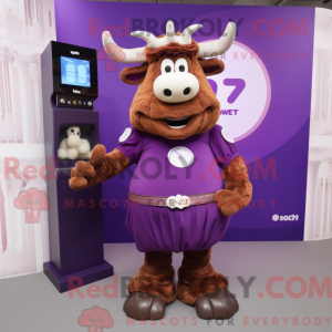 Maskot karakter af en lilla...