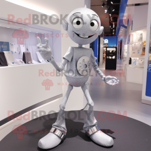 Silver Bracelet mascot costume character dressed with a Bootcut Jeans and Clutch bags