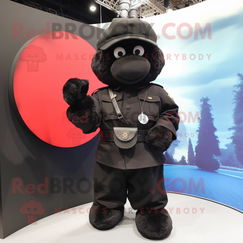 Black Commando mascot costume character dressed with a Culottes and Coin purses