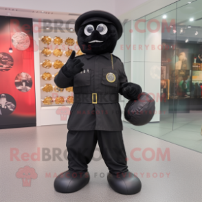 Black Commando mascot costume character dressed with a Culottes and Coin purses