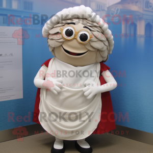 nan Oyster mascot costume character dressed with a Wrap Skirt and Headbands