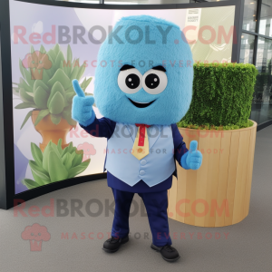 Sky Blue Fried Rice mascot costume character dressed with a Vest and Cufflinks