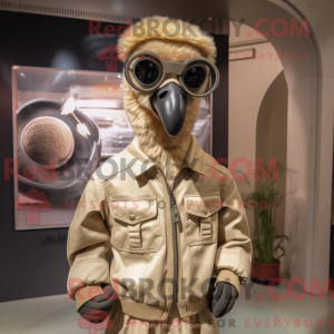 Maskotkarakter af en beige...