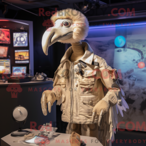 Maskotfigur af en beige...