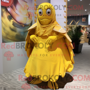 Mascottefiguur van een gele...