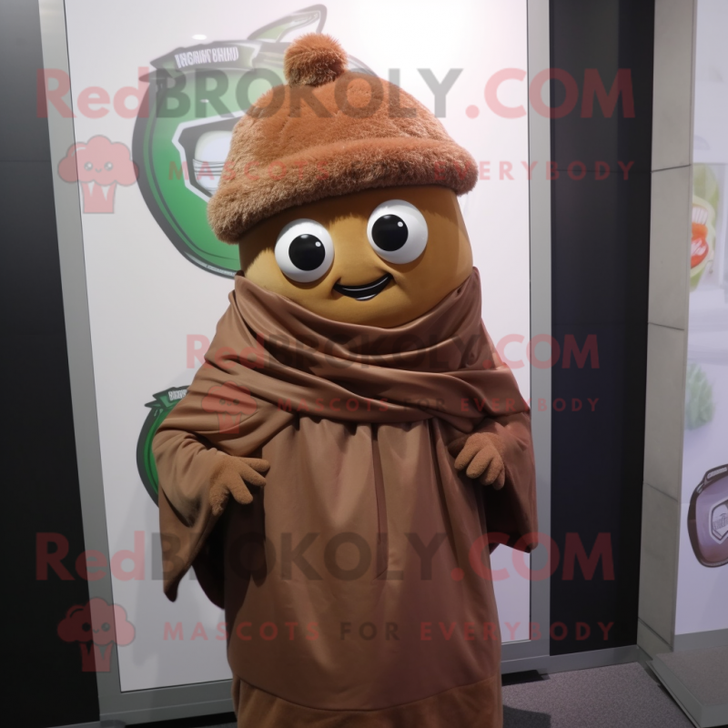 Brown Onion mascot costume character dressed with a Hoodie and Scarf clips