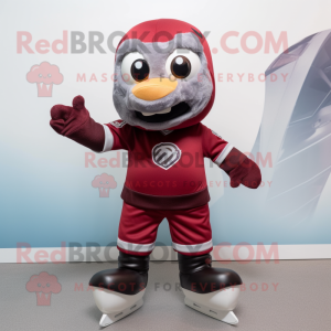 Maroon Cod mascot costume character dressed with a Shorts and Gloves